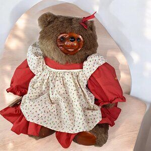 1985 Applause Robert Raikes Original "Rebecca" #2428 Jointed 20" Wood Face Bear